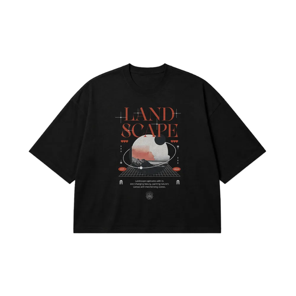 تیشرت باکسی منظره مینیمال طرح Landscape کد 22999
