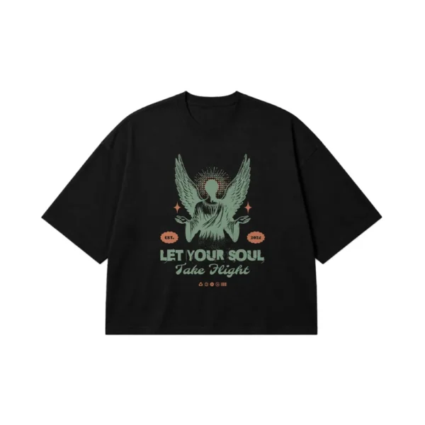 تیشرت باکسی انگیزشی طرح Let Your Soul Take Flight کد 23077