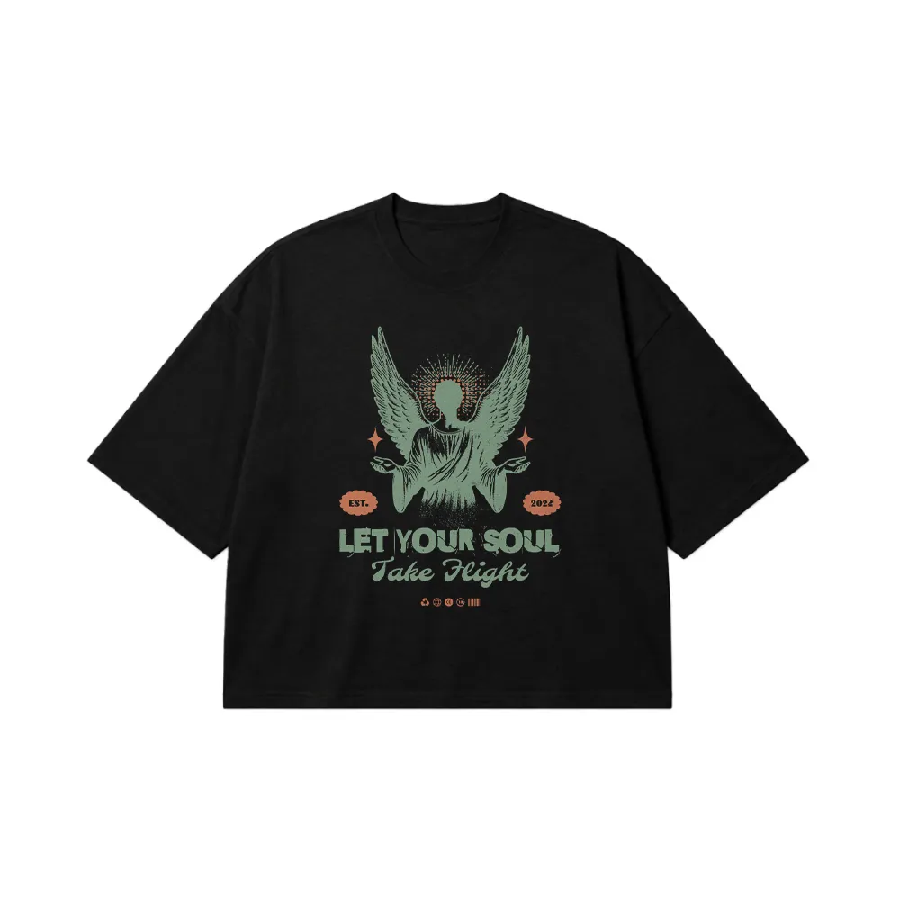تیشرت باکسی انگیزشی طرح Let Your Soul Take Flight کد 23077
