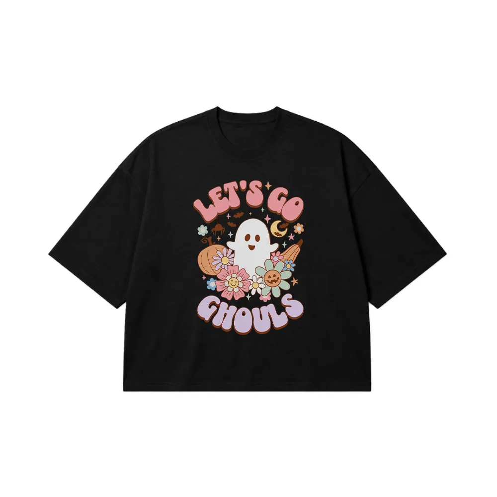 تیشرت باکسی هالووین طرح روح بامزه Let's Go Ghouls کد 23082