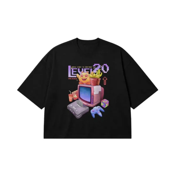 تیشرت باکسی گیمینگ طرح Level Up کد 23092