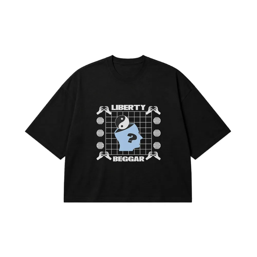 تیشرت باکسی طرح یین‌یانگ Liberty Beggar کد 23100