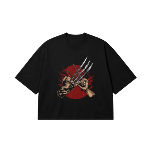 تیشرت باکسی مرد ولورین طرح چنگال (Wolverine) کد 23119