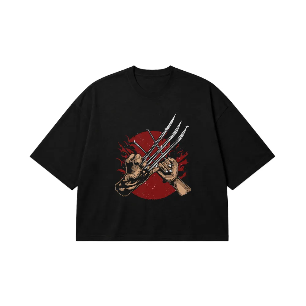 تیشرت باکسی مرد ولورین طرح چنگال (Wolverine) کد 23119