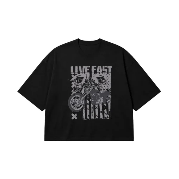 تیشرت باکسی موتور طرح Live Fast استریت‌ویر کد 23162