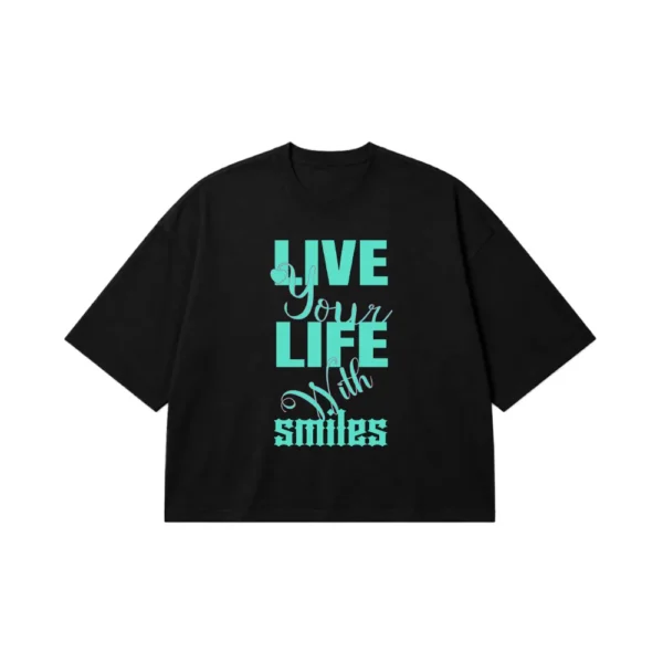 تیشرت باکسی نوشته Live Your Life With Smiles کد 23166