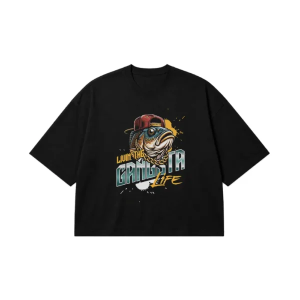 تیشرت باکسی ماهی طرح Gangsta Life کد 23169