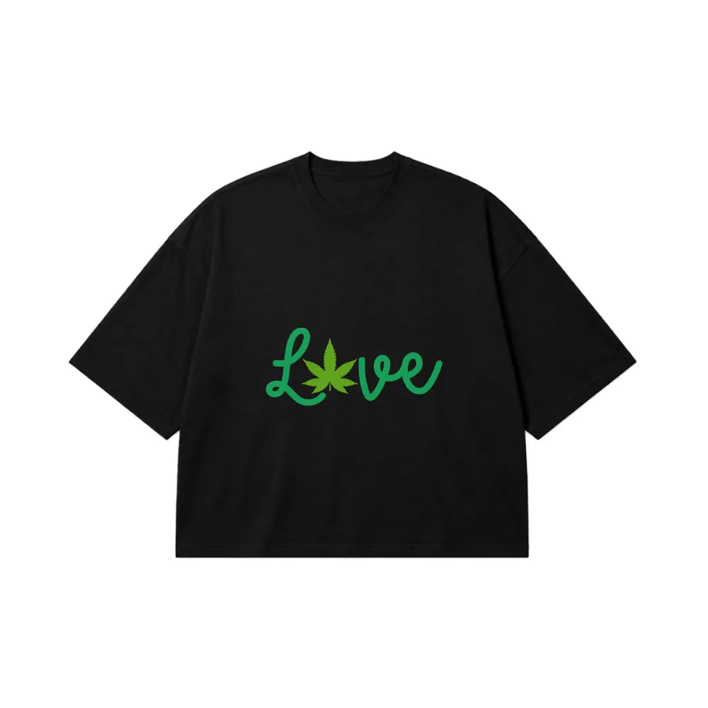 تیشرت باکسی کانابیس طرح Love کد 23216