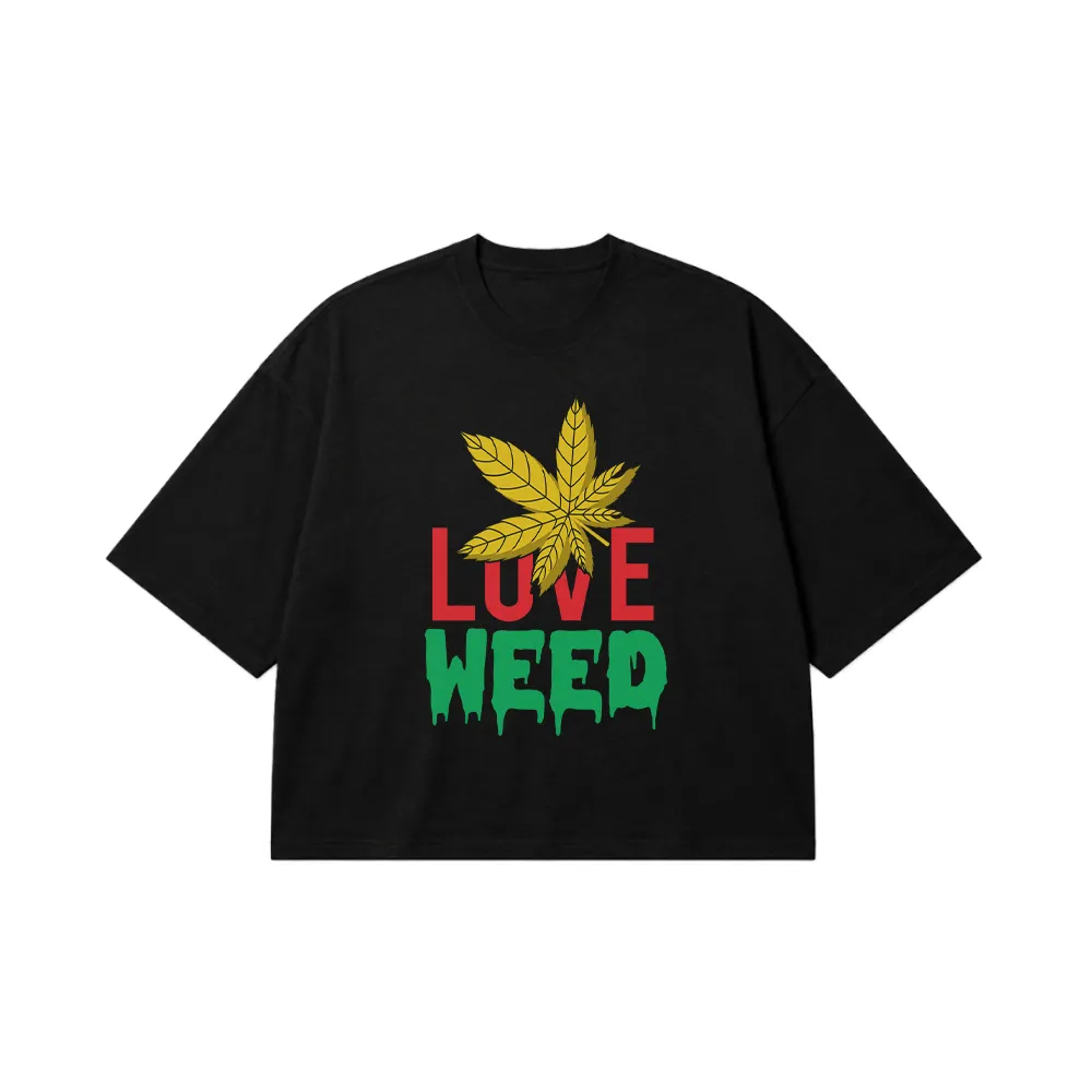 تیشرت باکسی کانابیس طرح Love Weed کد 23235