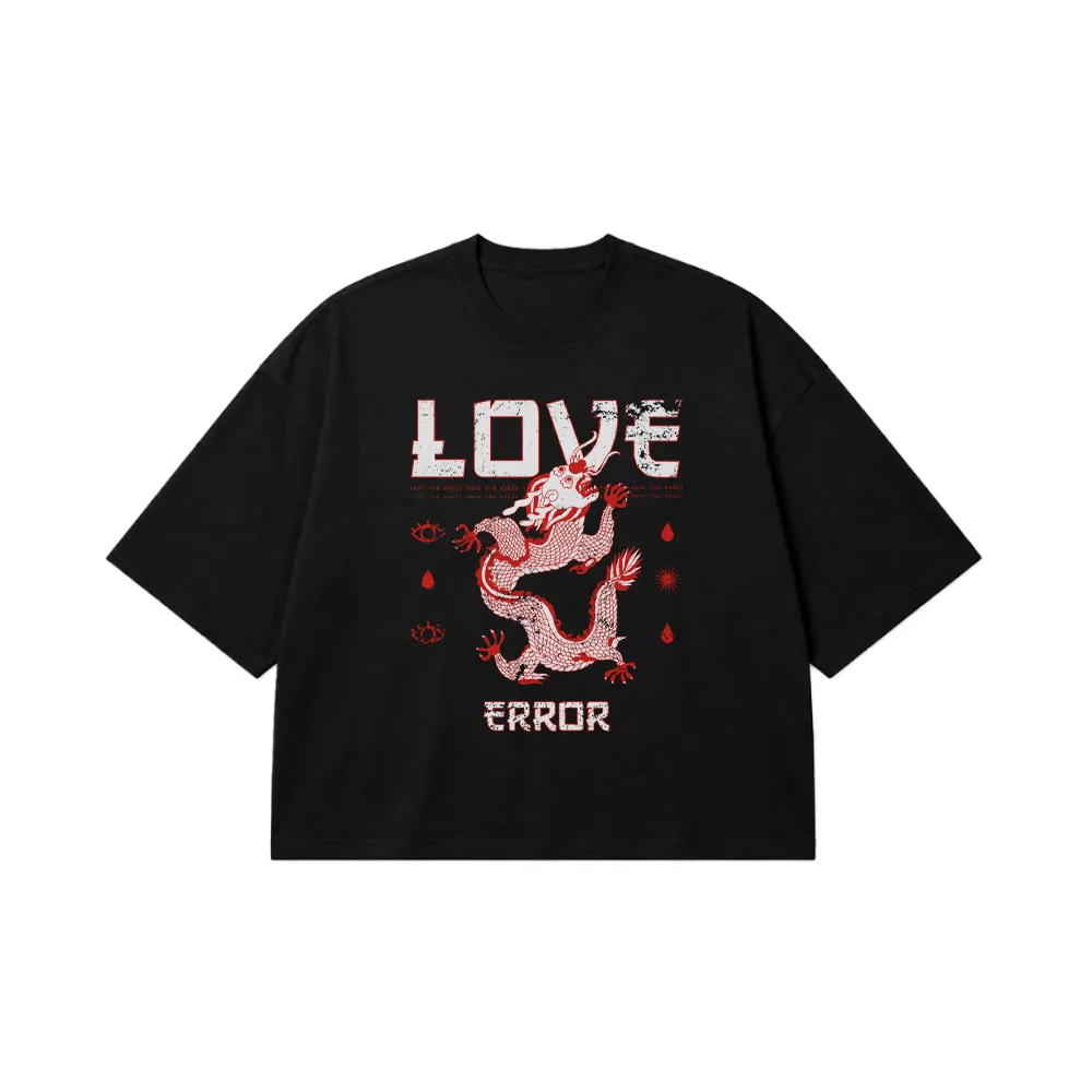 تیشرت باکسی عاشقانه طرح Love Error کد 23254
