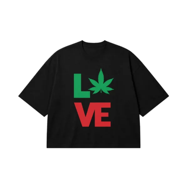 تیشرت باکسی کانابیس طرح Love Weed کد 23268