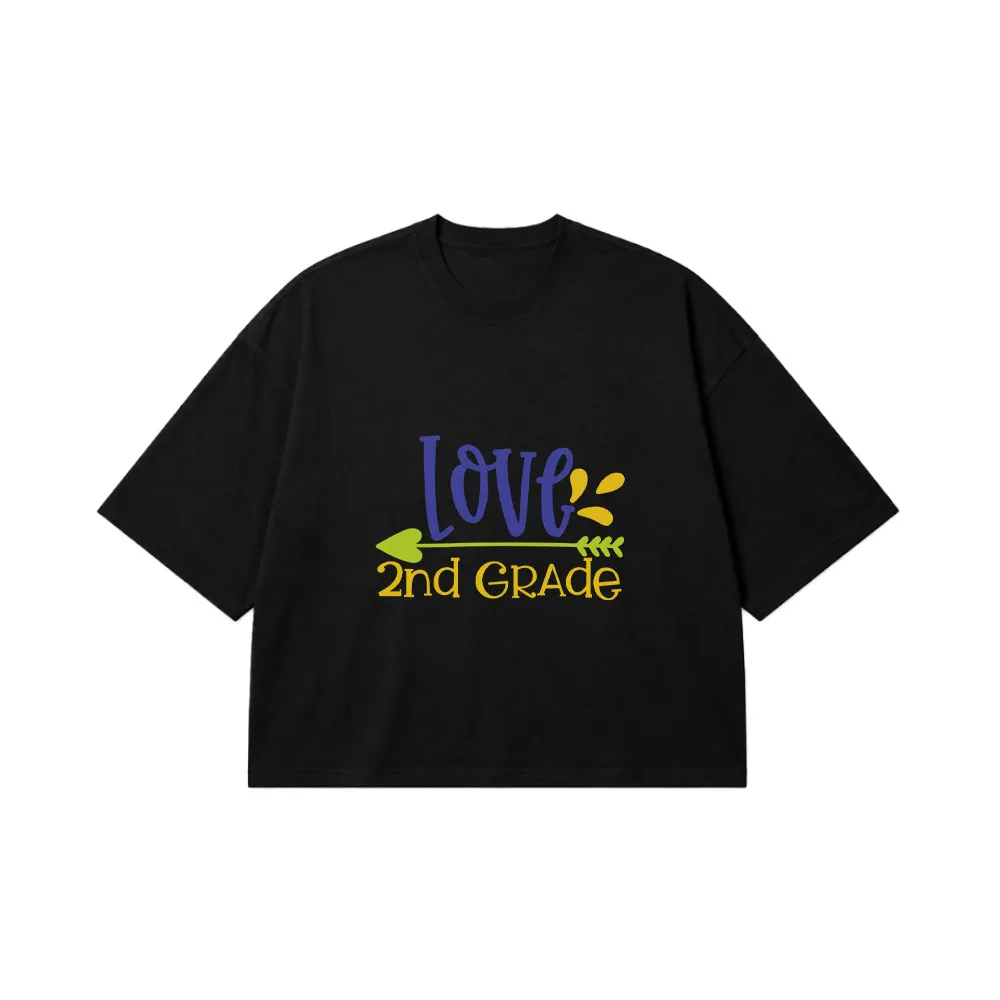 تیشرت باکسی مدرسه طرح کلاس دوم Love کد 23278