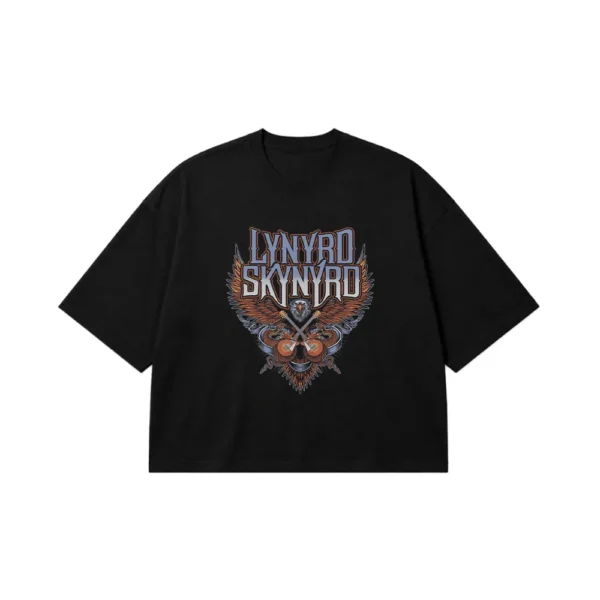 تیشرت باکسی گروه لینرد اسکینرد طرح لوگو بالدار (Lynyrd Skynyrd) کد 23361