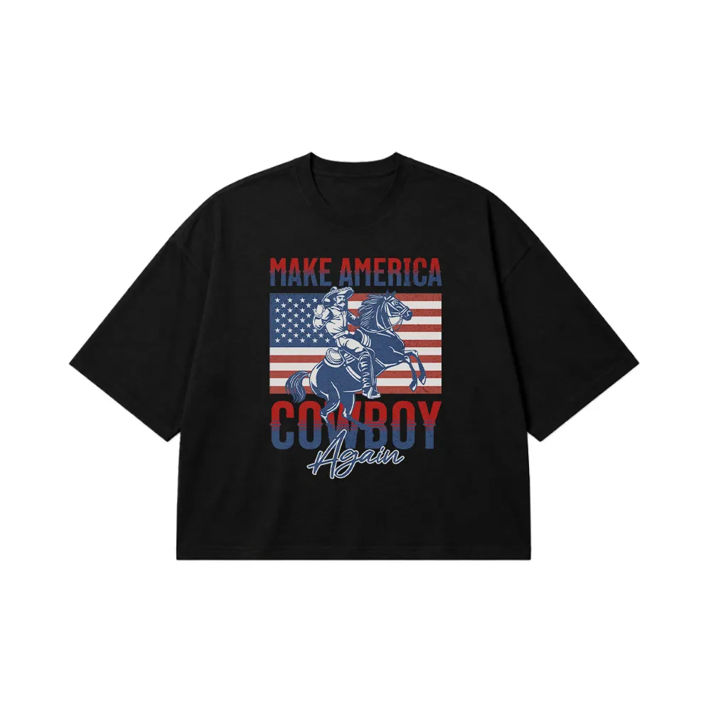 تیشرت باکسی کابوی طرح Make America Cowboy Again کد 23534