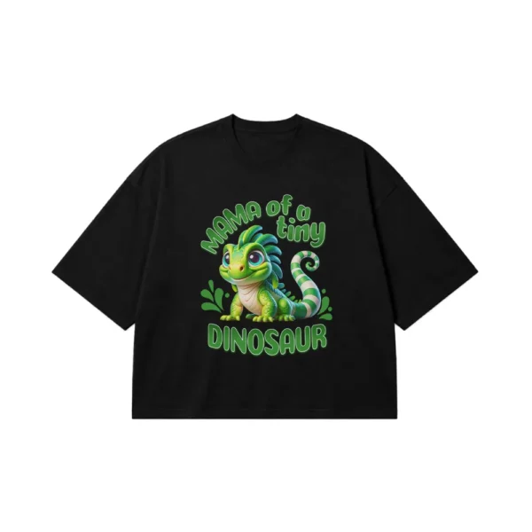تیشرت باکسی دایناسور کارتونی طرح Mama of a Tiny Dinosaur کد 23543