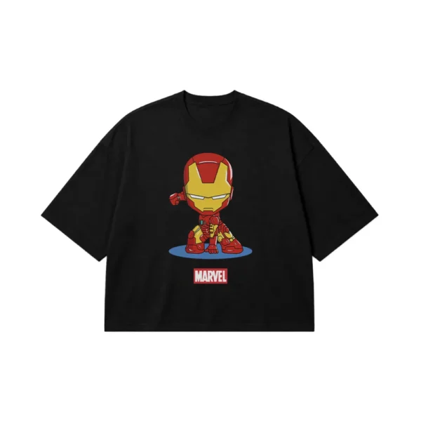 تیشرت باکسی مارول طرح آیرون من کارتونی (Iron Man) کد 23588