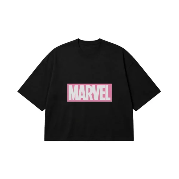 تیشرت باکسی مارول طرح لوگو صورتی (Marvel) کد 23604