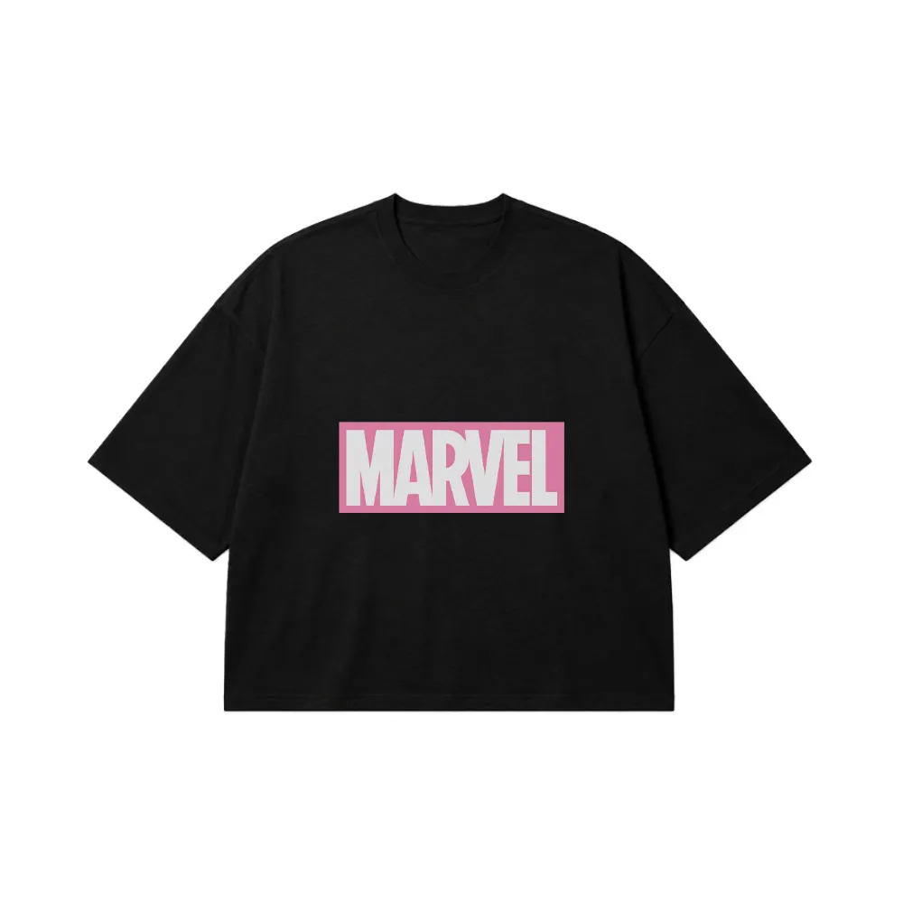 تیشرت باکسی مارول طرح لوگو صورتی (Marvel) کد 23604