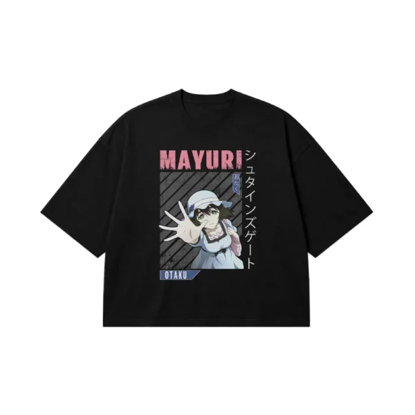 تیشرت باکسی انیمه اشتاینز گیت طرح مایوری اوتاکو صورتی (Mayuri Otaku) کد 23669