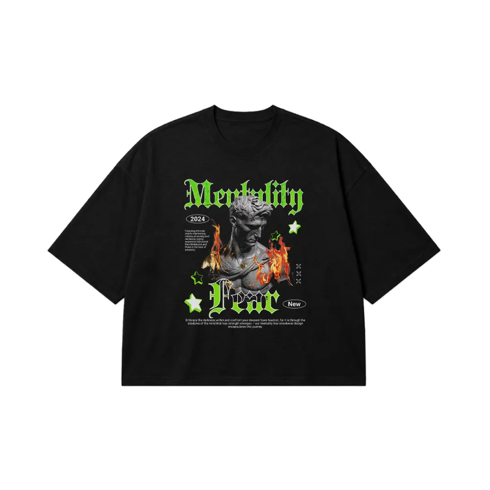 تیشرت باکسی طرح Mentality Fear کد 23785
