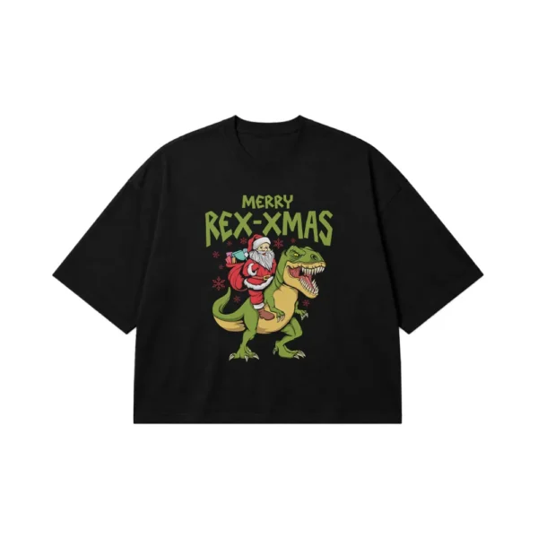 تیشرت باکسی کریسمس طرح سانتا و دایناسور (Rex-Xmas) کد 23808