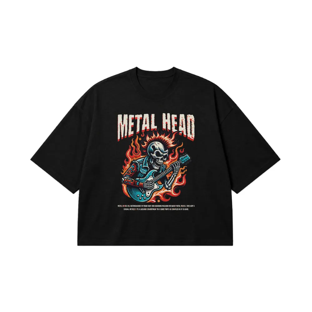 تیشرت باکسی متال طرح اسکلت گیتاریست (Metal Head) کد 23823