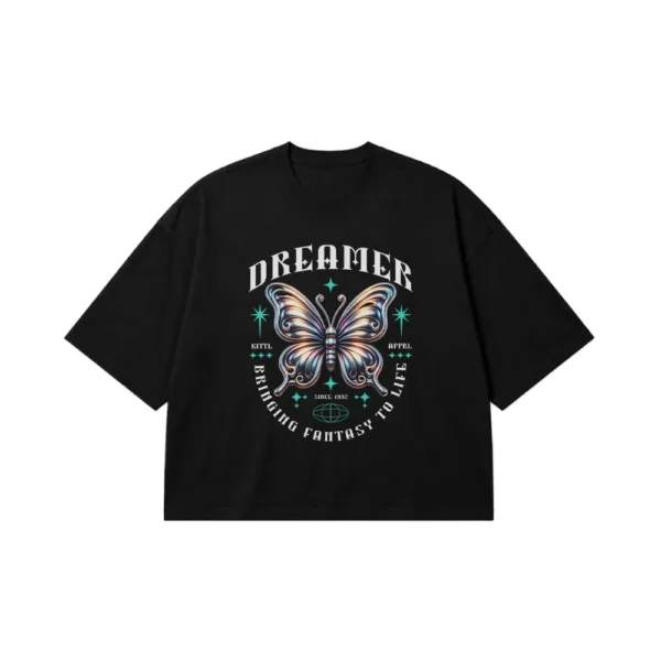 تیشرت باکسی پروانه طرح Dreamer Bringing Fantasy to Life کد 23857