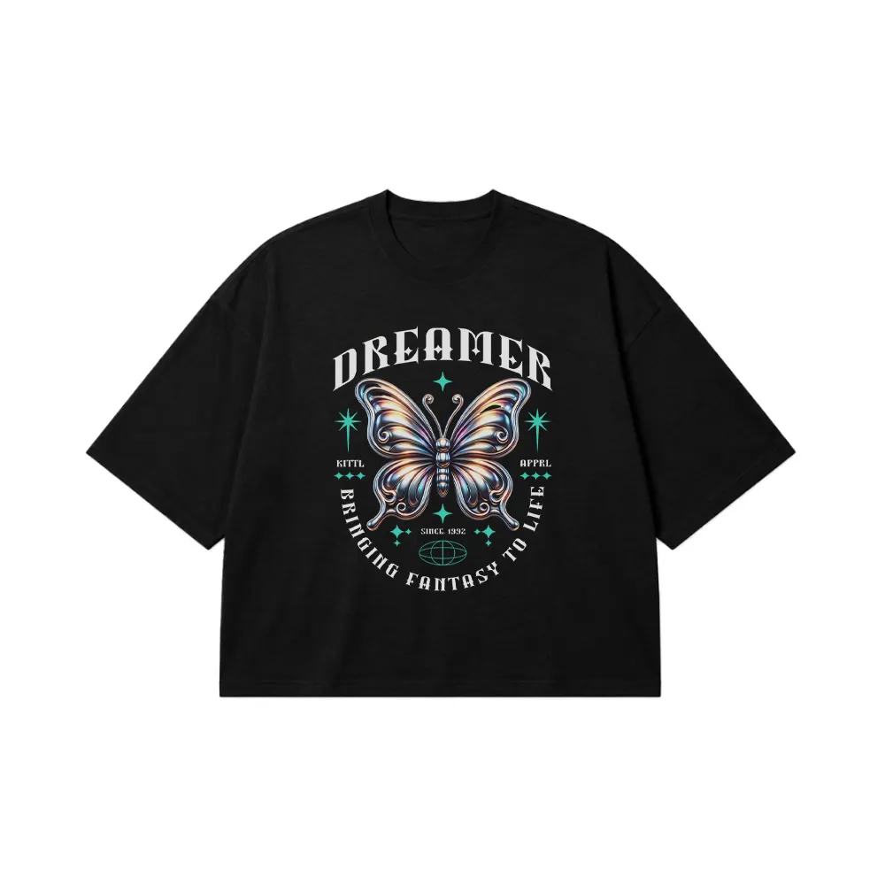 تیشرت باکسی پروانه طرح Dreamer Bringing Fantasy to Life کد 23857