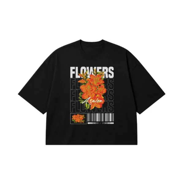 تیشرت باکسی گل و تایپوگرافی (Flowers) کد 248