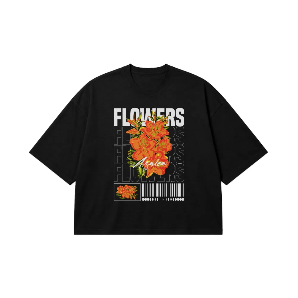 تیشرت باکسی گل و تایپوگرافی (Flowers) کد 248
