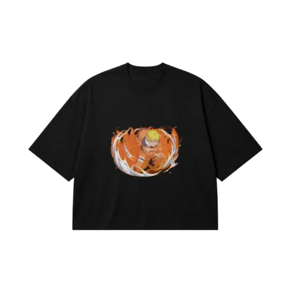 تیشرت باکسی انیمه ناروتو طرح ناروتو آتشین (Naruto) کد 2497