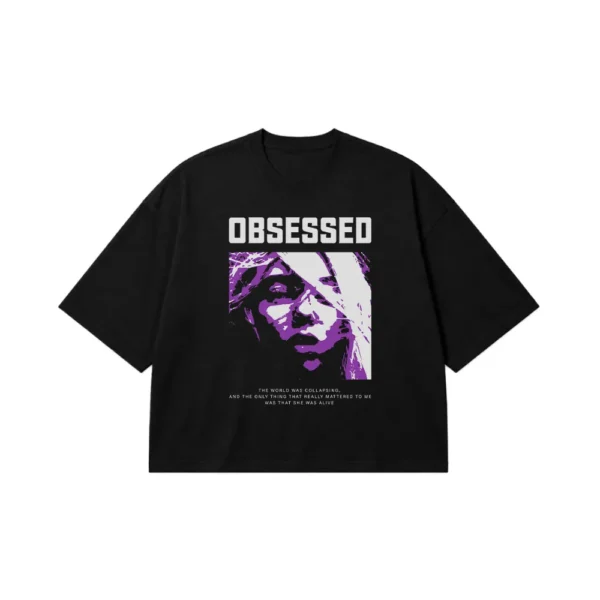تیشرت باکسی پرتره و نوشته Obsessed کد 261