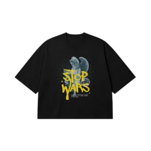 تیشرت باکسی ضد جنگ طرح Stop Wars کد 2635