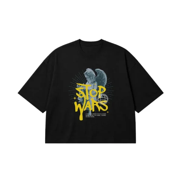 تیشرت باکسی ضد جنگ طرح Stop Wars کد 2635