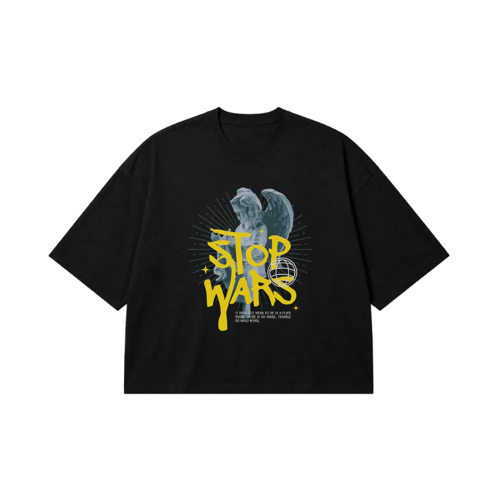 تیشرت باکسی ضد جنگ طرح Stop Wars کد 2635