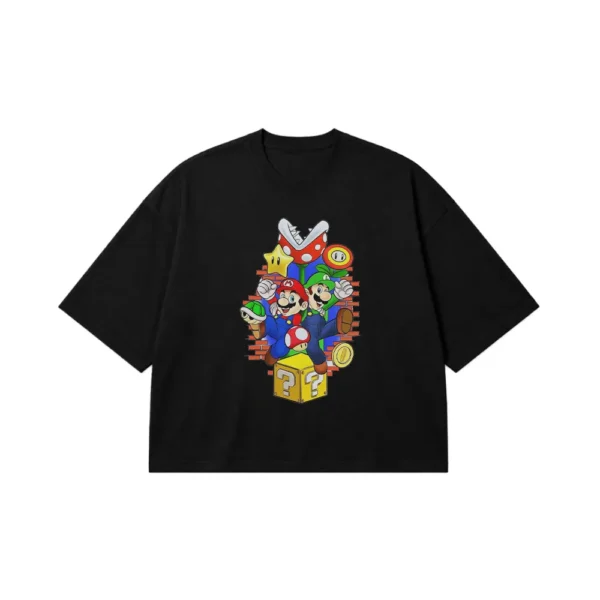 تیشرت باکسی سوپر ماریو طرح جعبه آیتم‌ها (Super Mario) کد 2701