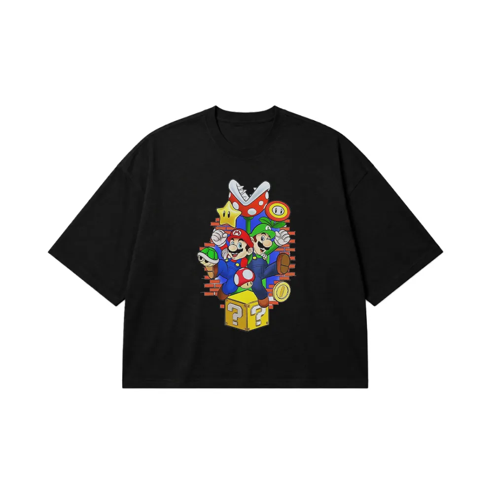 تیشرت باکسی سوپر ماریو طرح جعبه آیتم‌ها (Super Mario) کد 2701