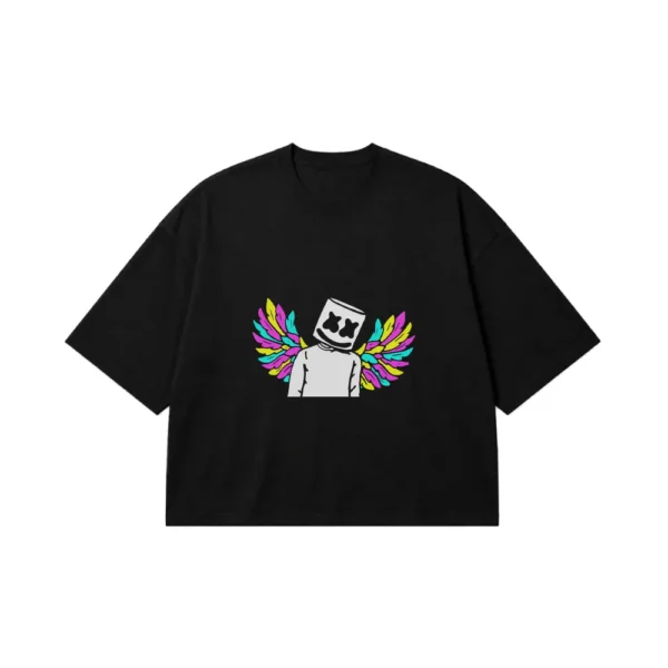 تیشرت باکسی مارشملو طرح بال‌های رنگی (Marshmello) کد 2711