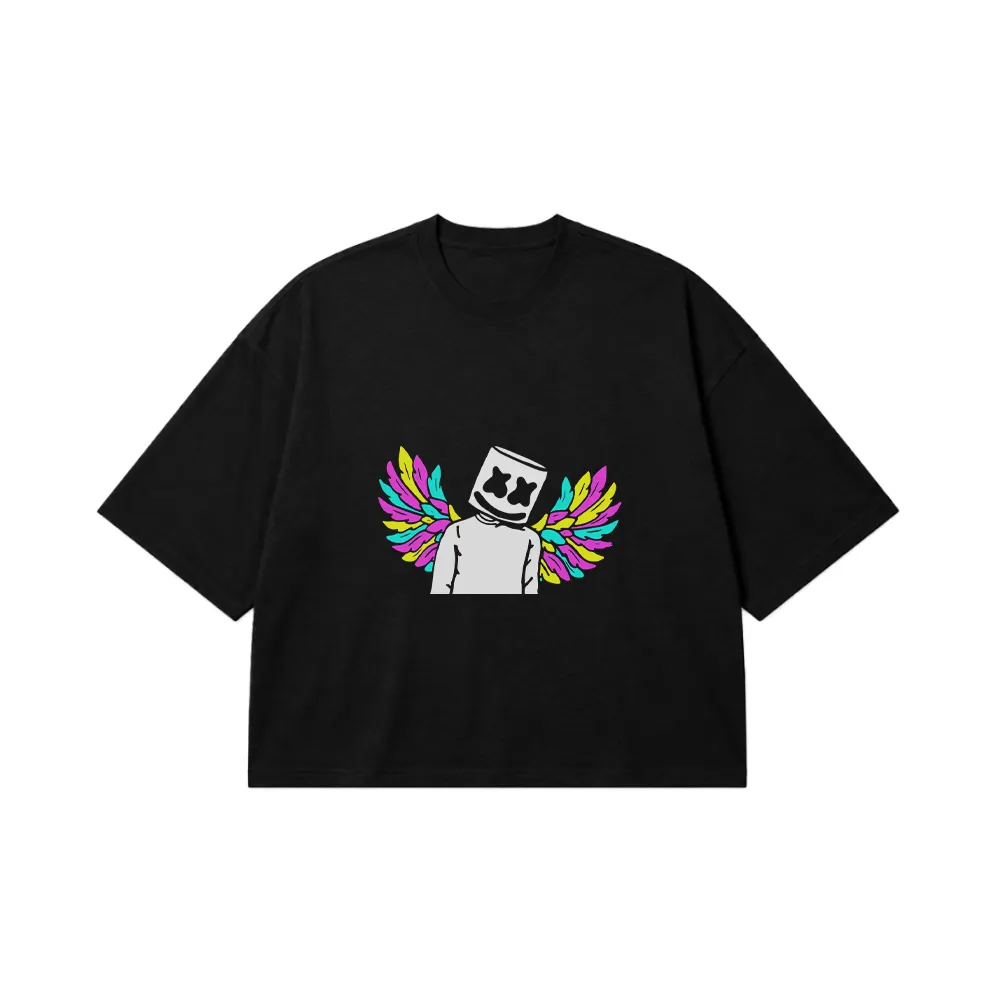 تیشرت باکسی مارشملو طرح بال‌های رنگی (Marshmello) کد 2711