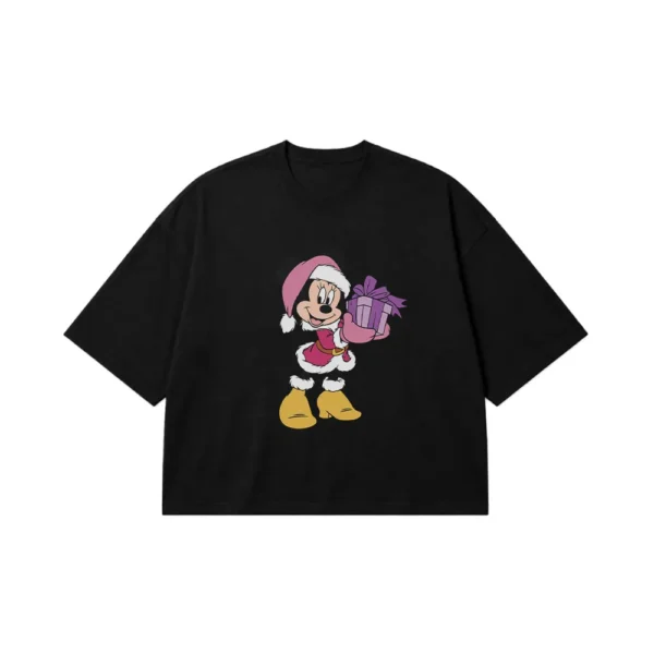 تیشرت باکسی دیزنی طرح مینی موس کریسمسی (Minnie Mouse) کد 2780
