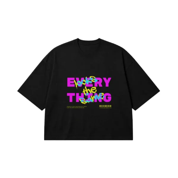 تیشرت باکسی تایپوگرافی رنگی Everything کد 2849