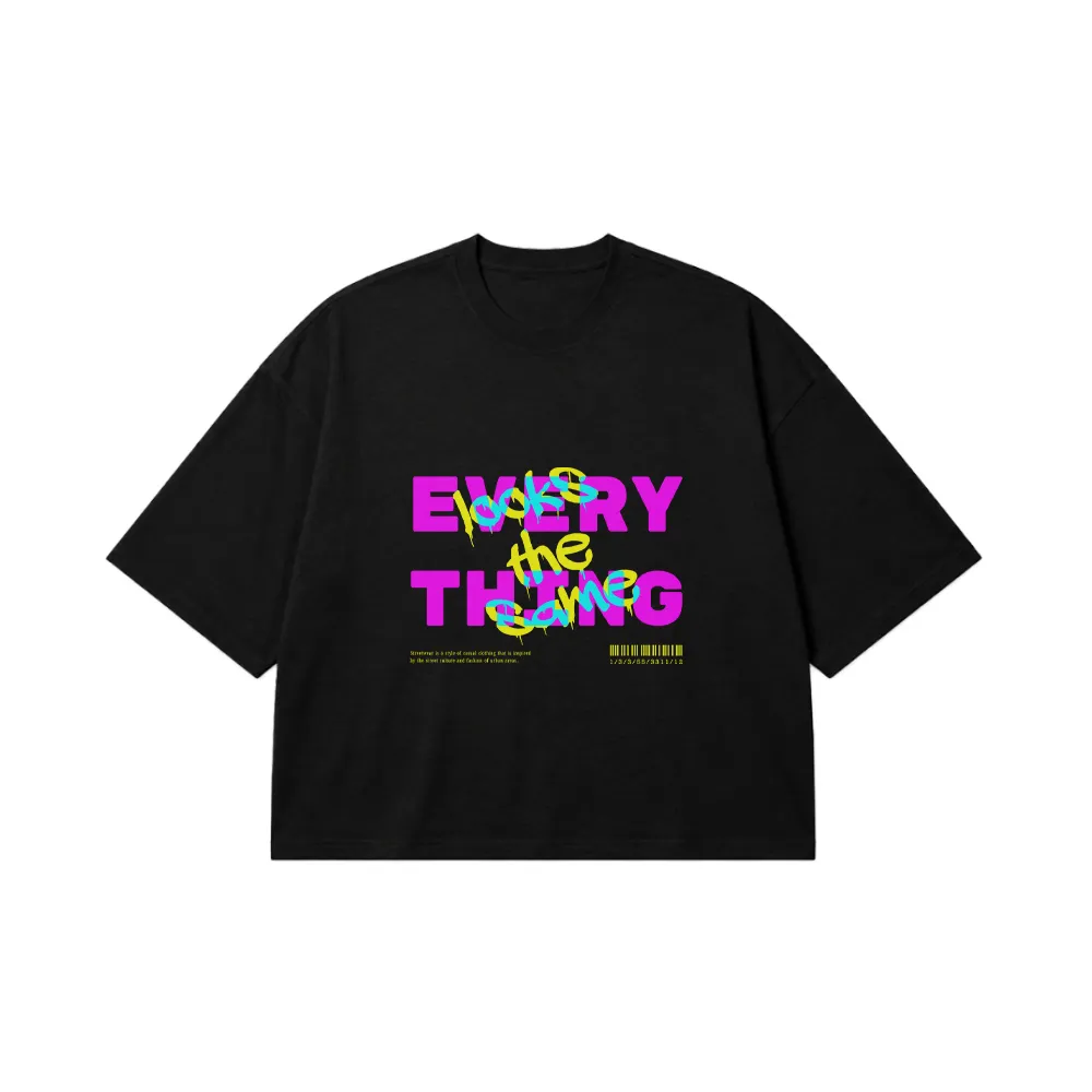 تیشرت باکسی تایپوگرافی رنگی Everything کد 2849
