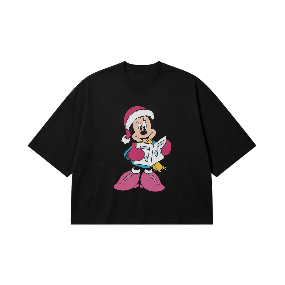 تیشرت باکسی دیزنی طرح مینی موس کریسمسی (Minnie Mouse) کد 2895