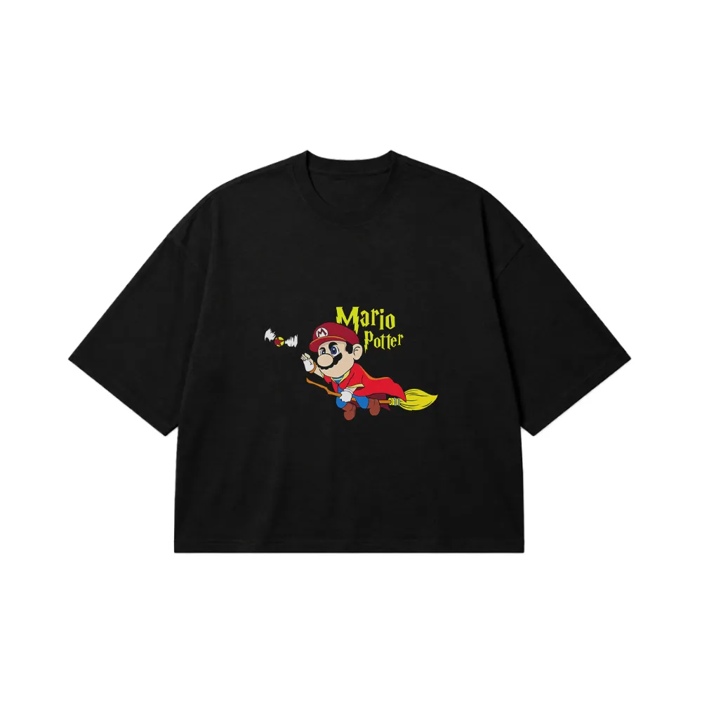 تیشرت باکسی سوپر ماریو طرح ماریو پاتر (Mario Potter) کد 2900