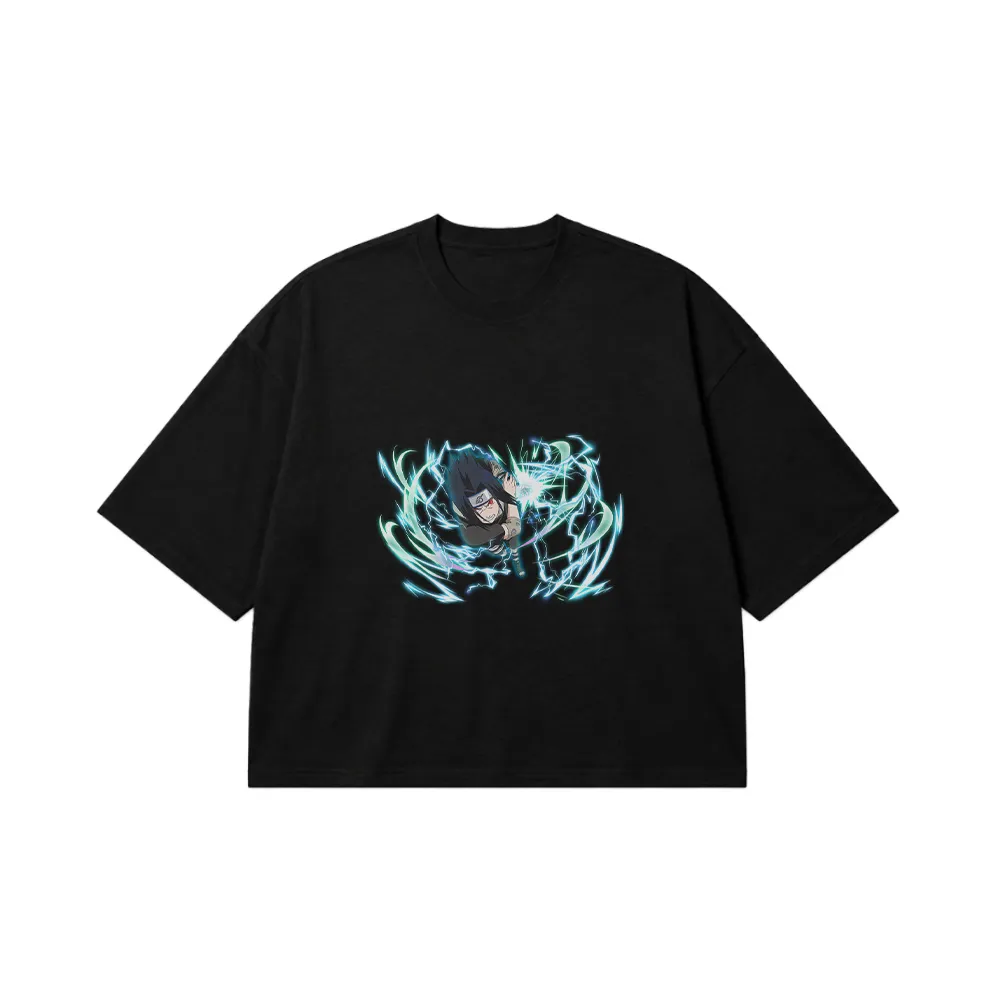 تیشرت باکسی انیمه ناروتو طرح ساسکه و چیدوری (Sasuke) کد 2943