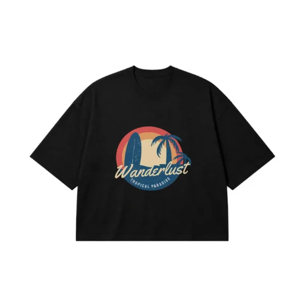 تیشرت باکسی تابستانی طرح Wanderlust Tropical Paradise کد 2982