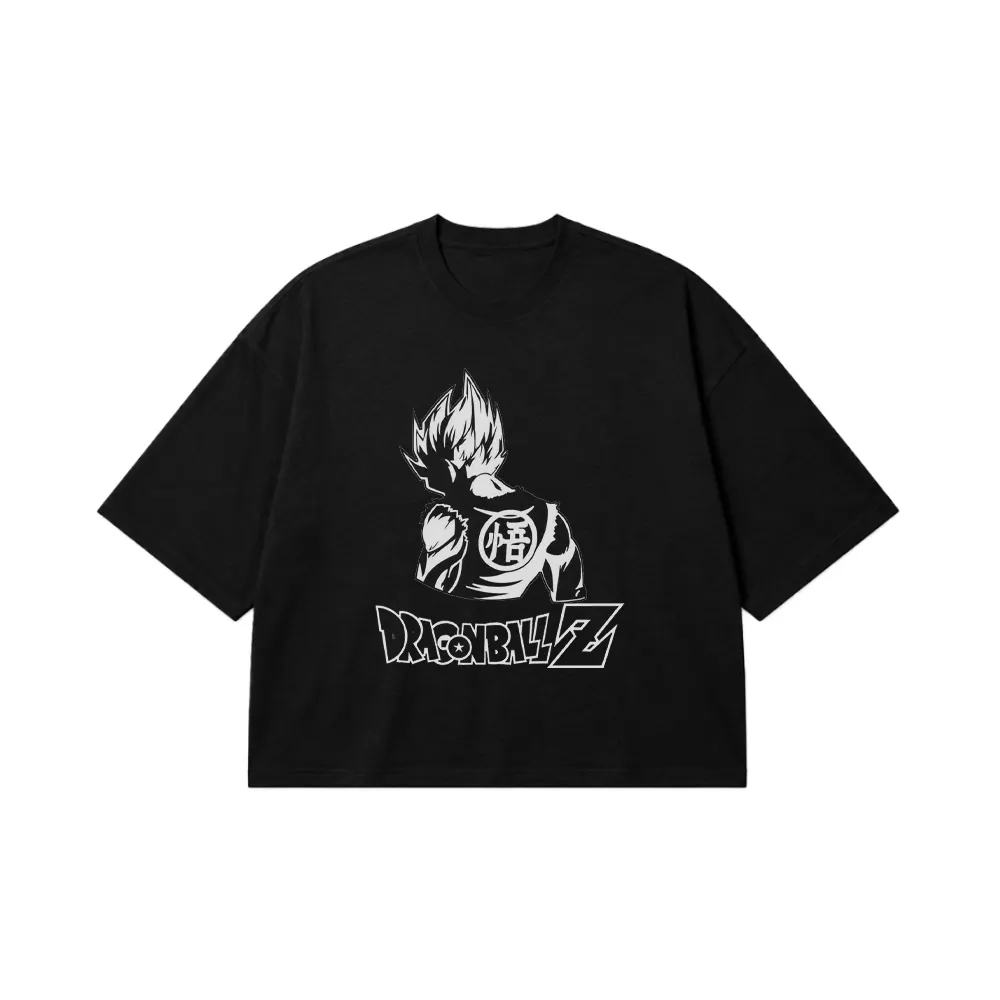 تیشرت باکسی انیمه دراگون بال طرح گوکو سیاه‌وسفید (Goku) کد 3052