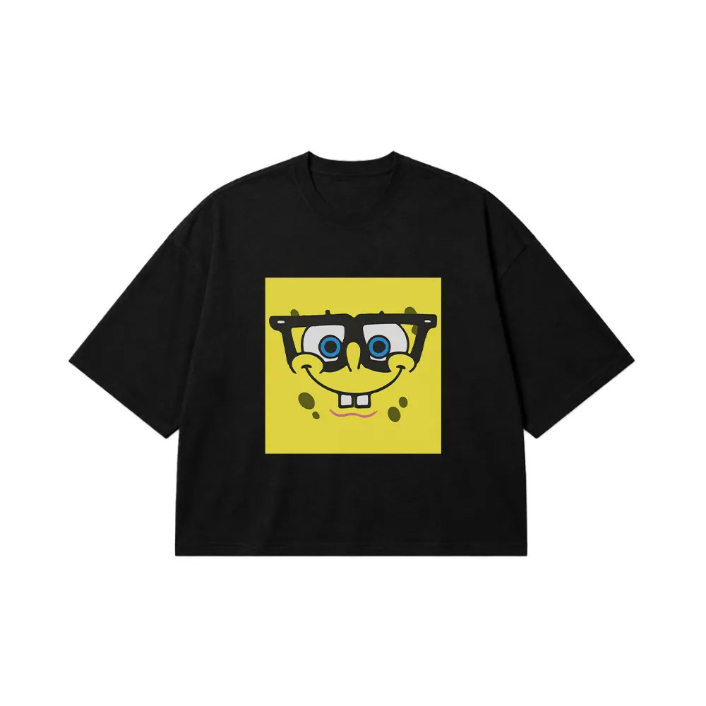 تیشرت باکسی باب اسفنجی طرح عینکی کارتونی (SpongeBob) کد 3061