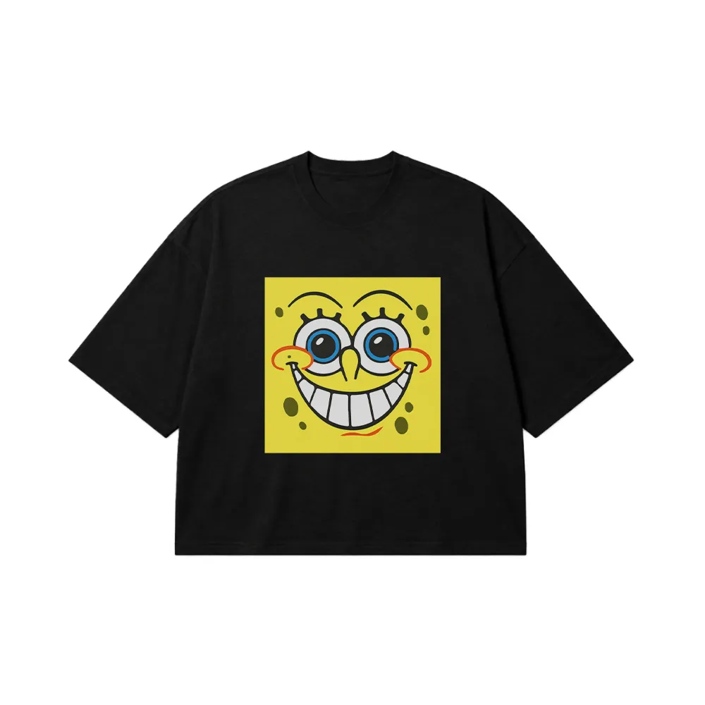 تیشرت باکسی باب اسفنجی طرح صورت خندان (SpongeBob) کد 3082
