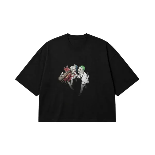تیشرت باکسی دی‌سی طرح جوکر و هارلی کویین (Joker & Harley Quinn) کد 3103
